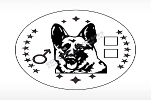 警犬圆形正面狗牌AI8.0格式激光打标文件通用矢量图