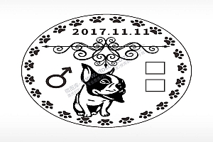 法斗圆形正面狗牌AI8.0格式激光打标文件通用矢量图