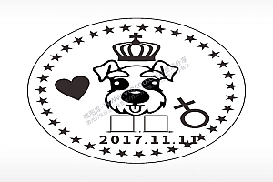 雪纳瑞圆形正面狗牌AI8.0格式激光打标文件通用矢量图