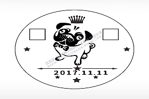 哈巴狗圆形正面狗牌AI8.0格式激光打标文件通用矢量图