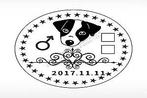 宠物圆形正面狗牌AI8.0格式激光打标文件通用矢量图