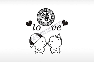 爱情个性卡通图案线描PLT格式激光打标文件通用矢量图