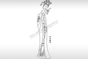 贵妃醉酒手机壳个性卡通图案线描PLT格式激光打标文件通用矢量图