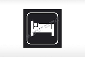 住宿睡眠公共标志生活日常公共图标系列布告栏黑色白色