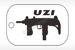 UZI乌兹冲锋枪军事项链AI8.0格式激光打标文件通用矢量图