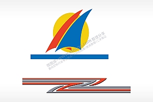 帆船大海太阳汽车贴花卡通名图AI8.0格式激光打标文件通用矢量图