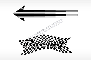 箭头比赛旗RACING线条涂鸦形状赛车旗帜汽车贴花卡通名图