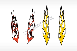 翅膀火苗汽车贴花精品车贴精选AI8.0格式激光打标文件通用矢量图