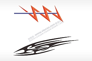 线条雷电汽车贴花卡通名图AI8.0格式激光打标文件通用矢量图