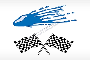 比赛旗帜汽车贴花精品车贴精选线条涂鸦形状