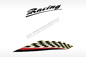Racing旗帜汽车贴花精品车贴精选AI8.0格式激光打标文件通用矢量图