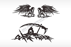 翅膀恶魔死神镰刀汽车贴花精品车贴精选