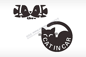 鱼亲嘴猫CATINCAR汽车贴花卡通名图精品车贴精选