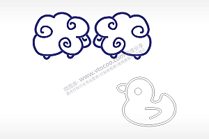 绵羊鸭子卡通名图精品车贴精选AI8.0格式激光打标文件通用矢量图