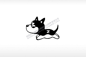 哈士奇1宠物狗牌PLT格式激光打标文件通用矢量图
