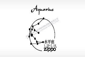 aquarius水瓶座打火机图案AI8.0格式激光打标文件通用矢量图