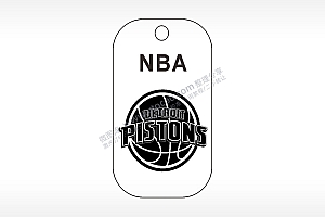 底特律活塞NBA篮球雕刻挂坠项链AI8.0格式激光打标文件通用矢量图
