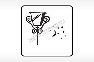 路灯星月亮方形挂件激光雕刻AI8.0格式激光打标文件通用矢量图