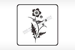 花朵花卉植物方形挂件激光雕刻AI8.0格式激光打标文件通用矢量图