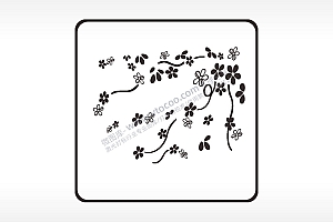 花落树枝剪影方形挂件激光雕刻AI8.0格式激光打标文件通用矢量图