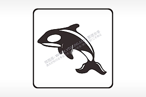 虎鲸海洋动物方形挂件激光雕刻AI8.0格式激光打标文件通用矢量图