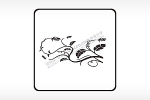 叶子树枝方形挂件激光雕刻AI8.0格式激光打标文件通用矢量图