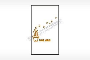 LOVE VIRUS花盆爱心木牌打火机AI8.0格式激光打标文件通用矢量图