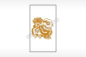 舞狮剪纸传统文化木牌打火机AI8.0格式激光打标文件通用矢量图