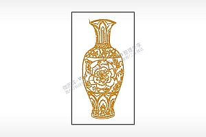花瓶青花瓷传统文化木牌打火机AI8.0格式激光打标文件通用矢量图