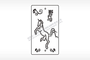 野马奔腾风吹木牌打火机AI8.0格式激光打标文件通用矢量图
