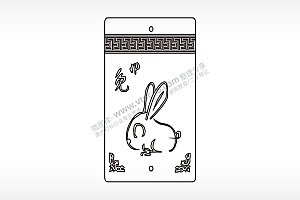 十二生肖兔木牌打火机AI8.0格式激光打标文件通用矢量图