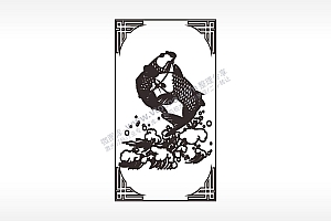 年年有鱼双鱼木牌打火机AI8.0格式激光打标文件通用矢量图