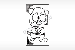 猪先生边框木牌打火机AI8.0格式激光打标文件通用矢量图