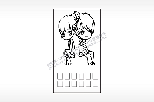 男女情侣卡填词汽车挂件AI8.0格式激光打标文件通用矢量图