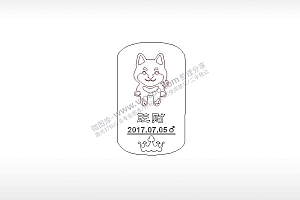 竖版4宠物狗牌PLT格式激光打标文件通用矢量图
