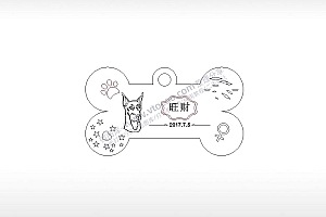 长方形版3宠物狗牌PLT格式激光打标文件通用矢量图