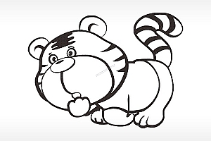 可爱虎十二生肖卡通模板PLT格式激光打标文件通用矢量图