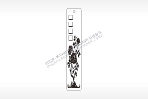 牡丹花填字植物水墨画书筒竹筒AI8.0格式激光打标文件通用矢量图