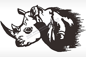 犀牛剪影动物卡通AI8.0格式激光打标文件通用矢量图