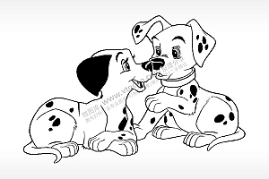 斑点狗动物卡通狗类AI8.0格式激光打标文件通用矢量图