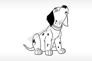 狗叫斑点狗卡通狗类AI8.0格式激光打标文件通用矢量图