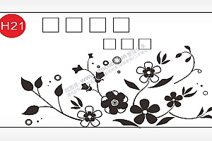 花朵植物名片横版AI8.0格式激光打标文件通用矢量图