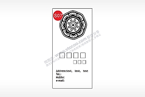 地址邮箱传统纹样圆形名片竖版AI8.0格式激光打标文件通用矢量图