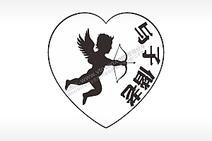 与子偕老丘比特心型项链模板AI8.0格式激光打标文件通用矢量图