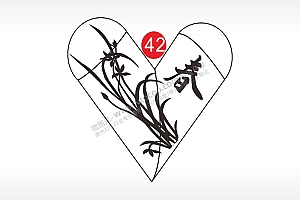 春季节芥子园兰心形打火机AI8.0格式激光打标文件通用矢量图