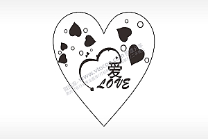 爱love泡泡心型项链模板AI8.0格式激光打标文件通用矢量图