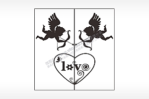 丘比特love情侣组合模板AI8.0格式激光打标文件通用矢量图
