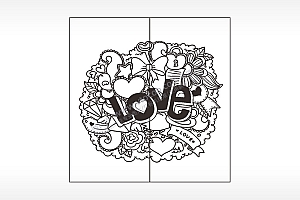 礼物love情侣组合模板AI8.0格式激光打标文件通用矢量图