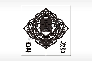 喜鹊百年好合情侣组合模板AI8.0格式激光打标文件通用矢量图