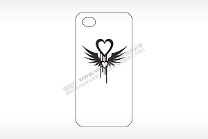 爱心之翼卡通手机壳AI8.0格式激光打标文件通用矢量图